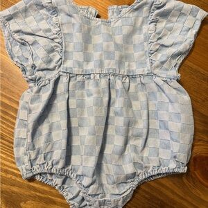 Blue Checkered Baby Romper